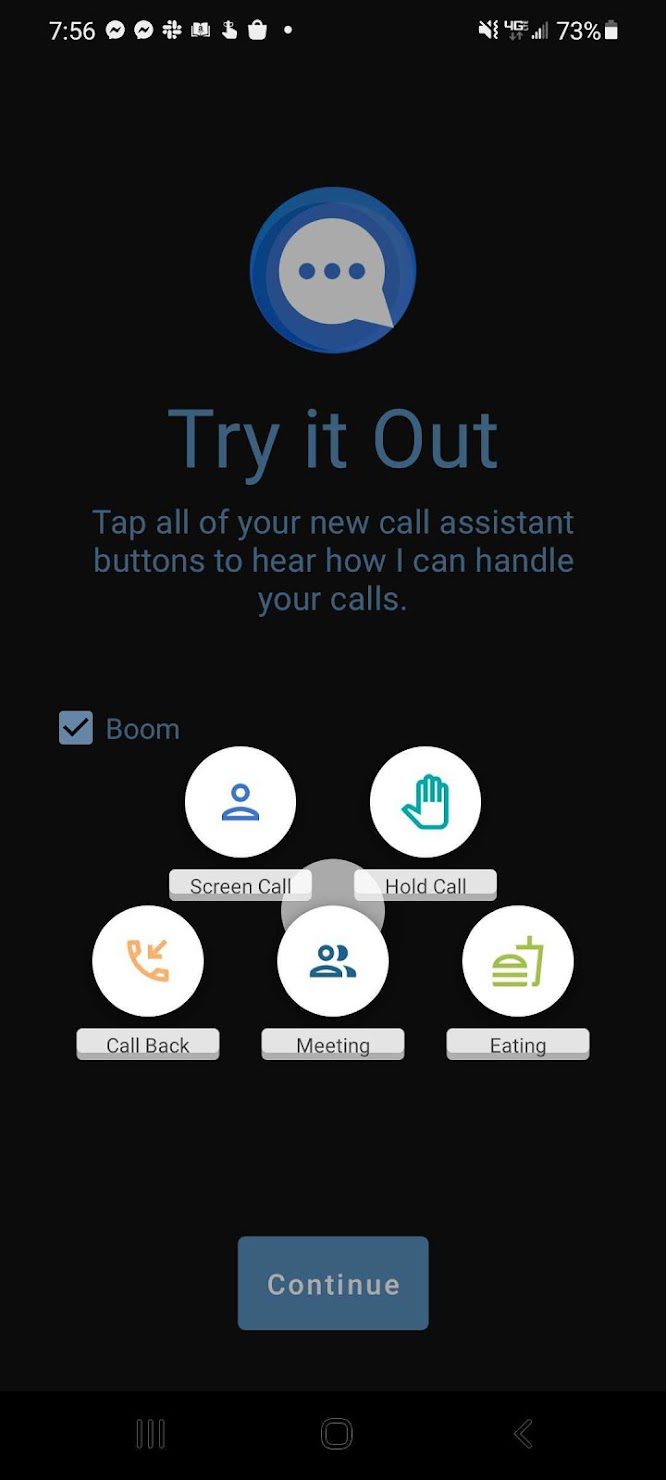 Call Assistant screen 1
