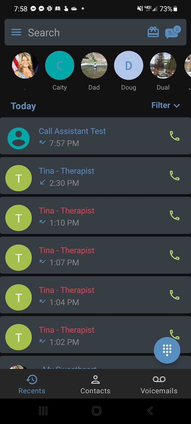 Call Assistant screen 2