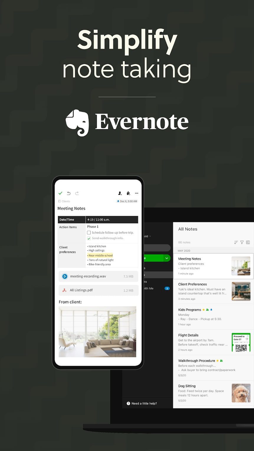 Evernote screen 1