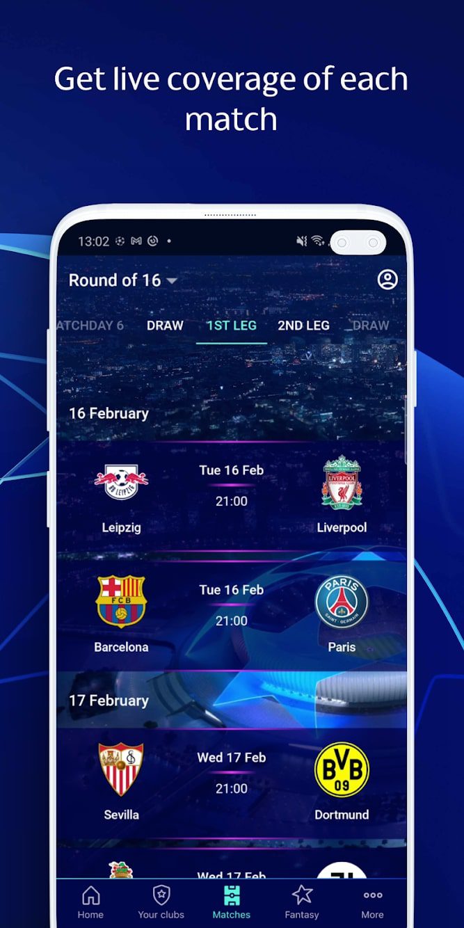Champions League Official screen 1