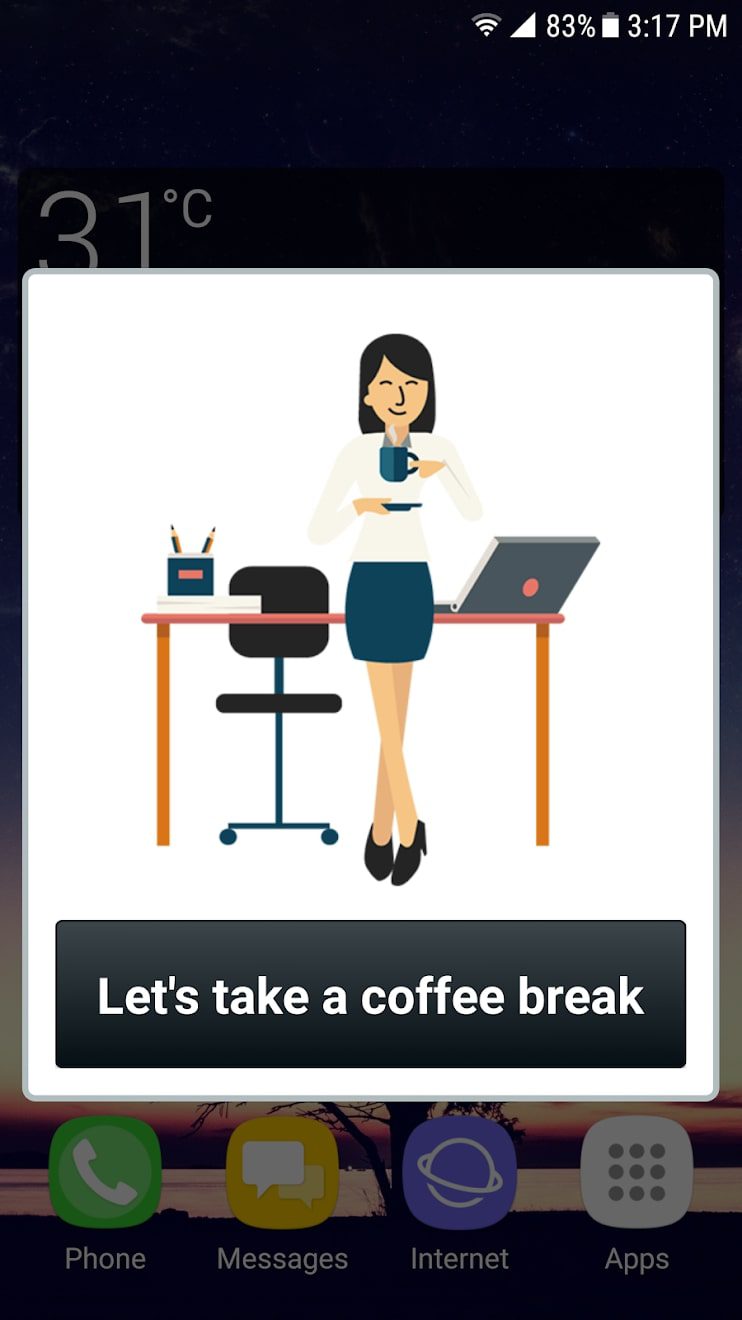 Break Reminder screen 1