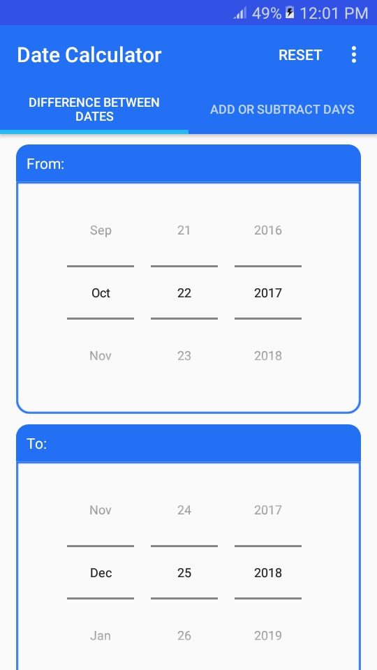 Date Calculator screen 1 3