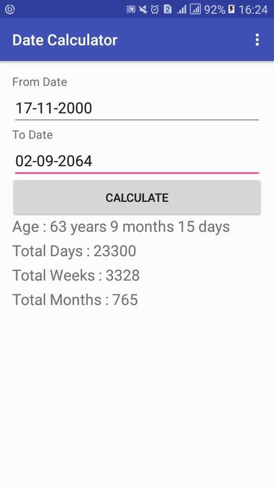 Date Calculator screen 1 4