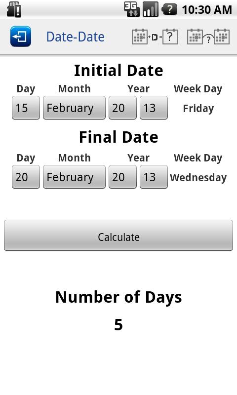 Days Calculator screen 1