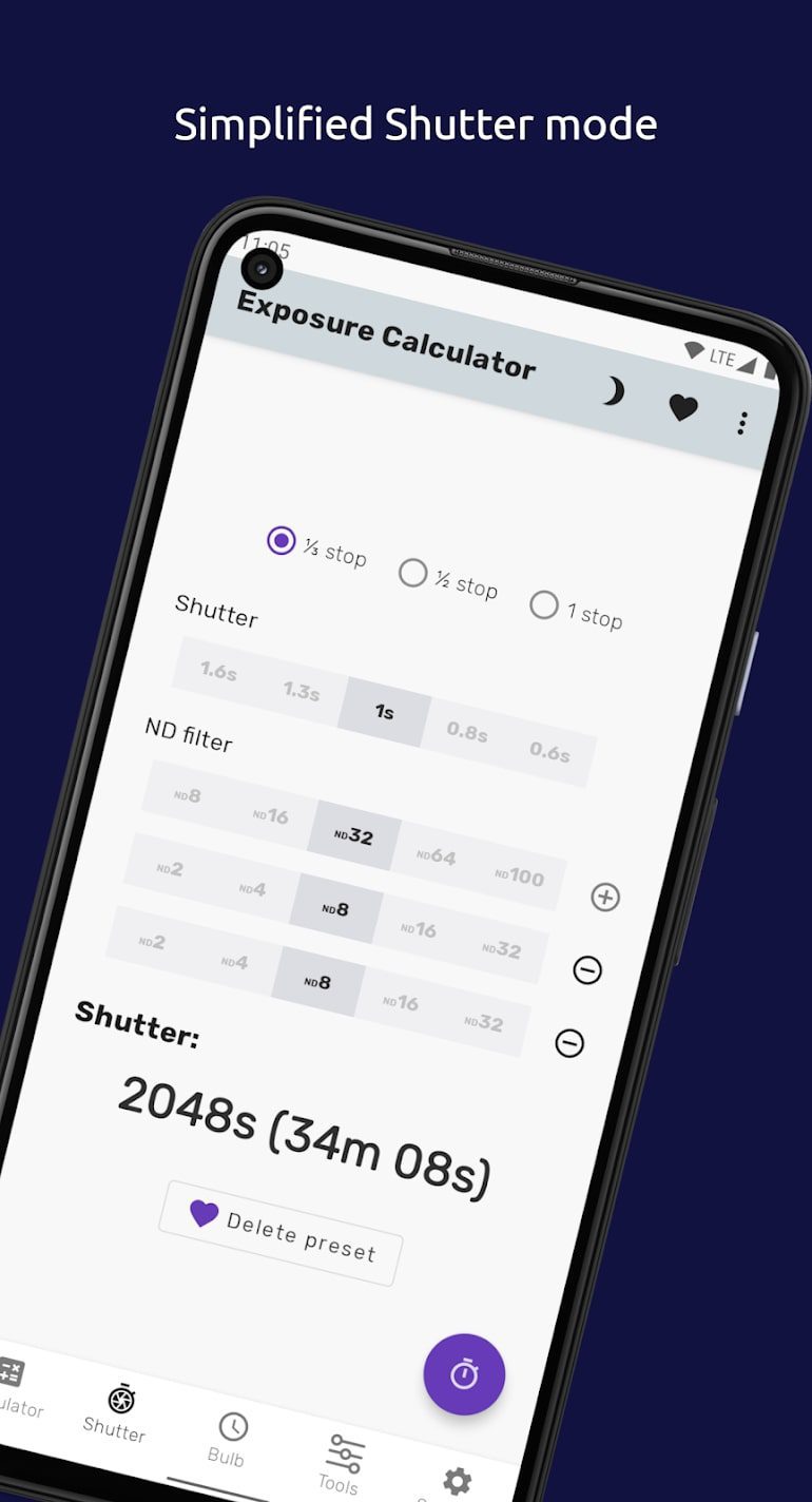 Exposure Calculator screen 2