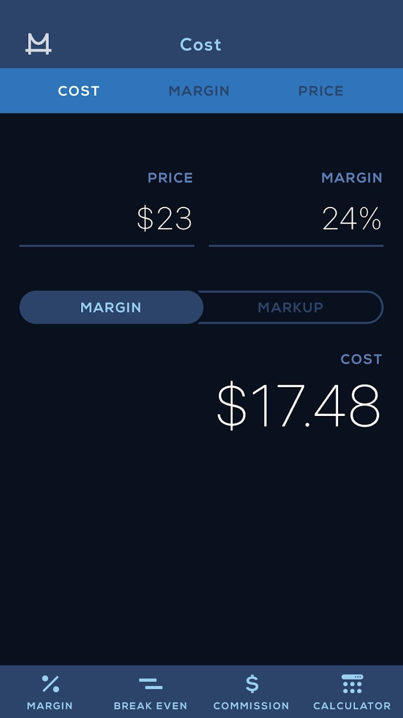 Marcus Lemonis Margin Calculator screen 1