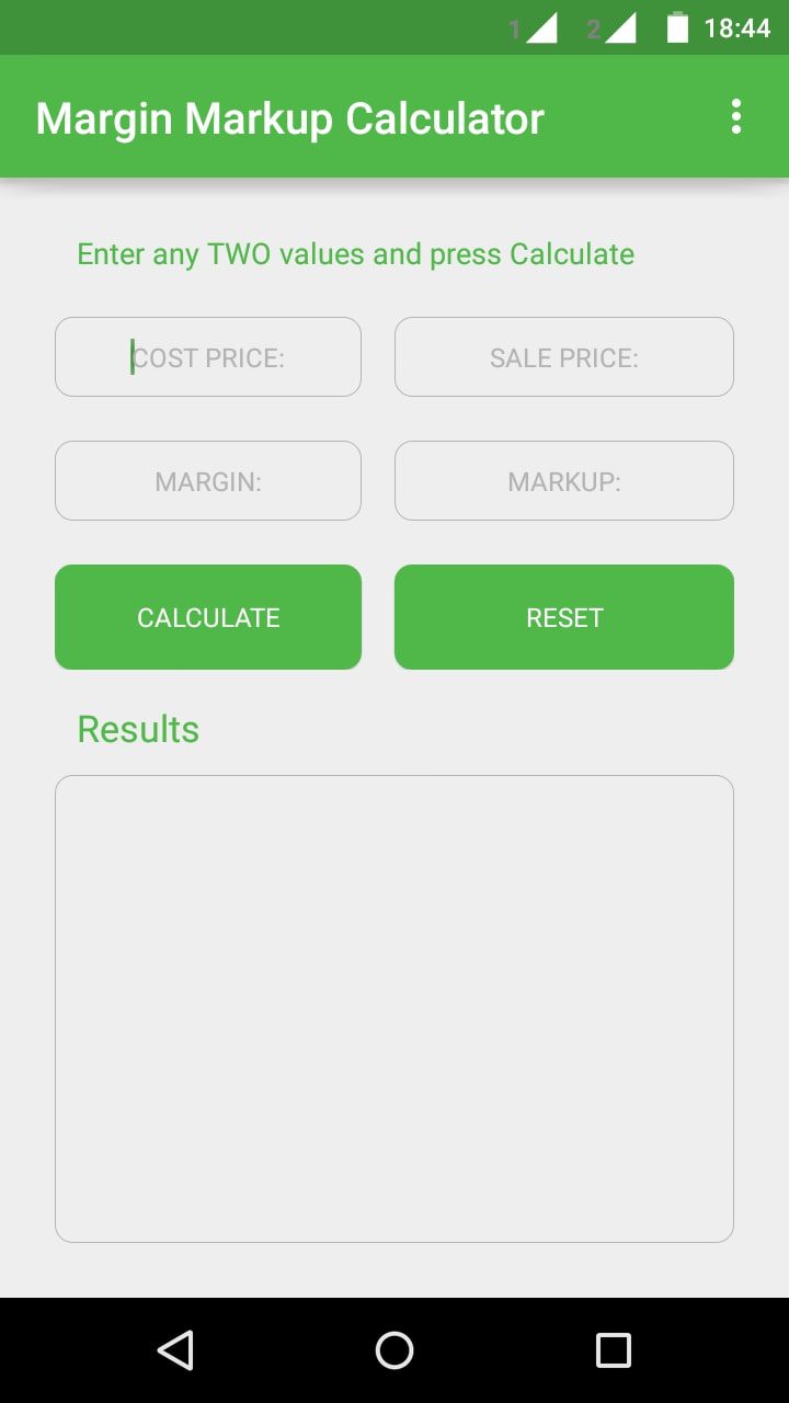 Margin Markup Calculator screen 1