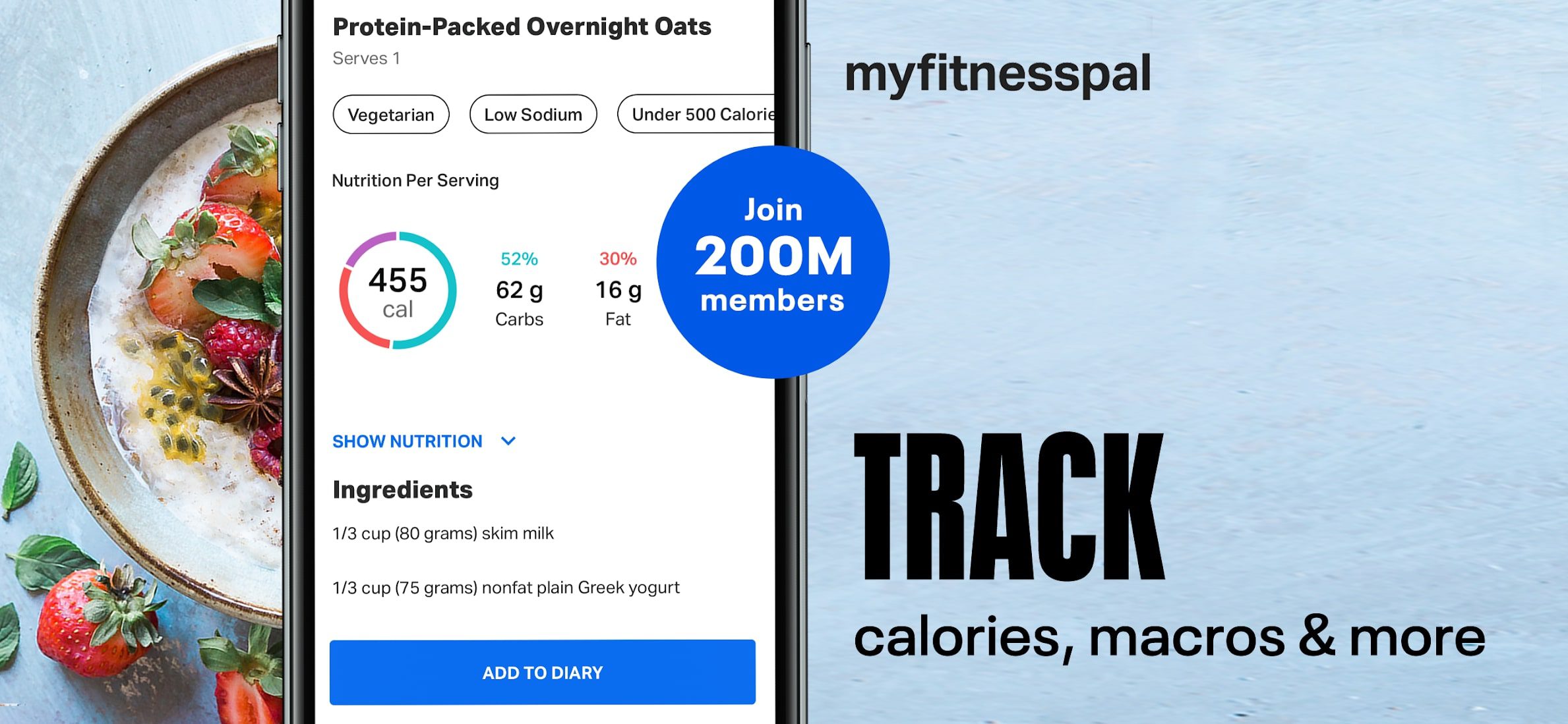 MyFitnessPal screen 1