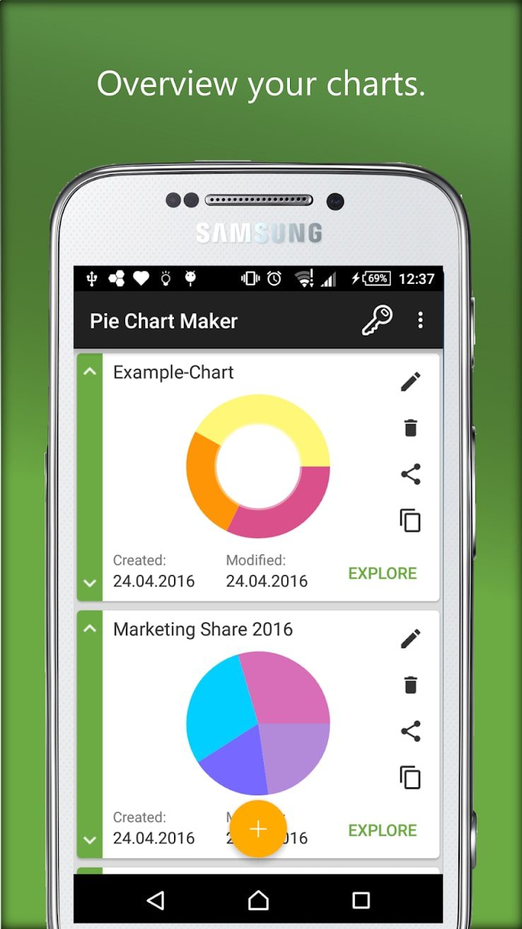 Pie Chart screen 1