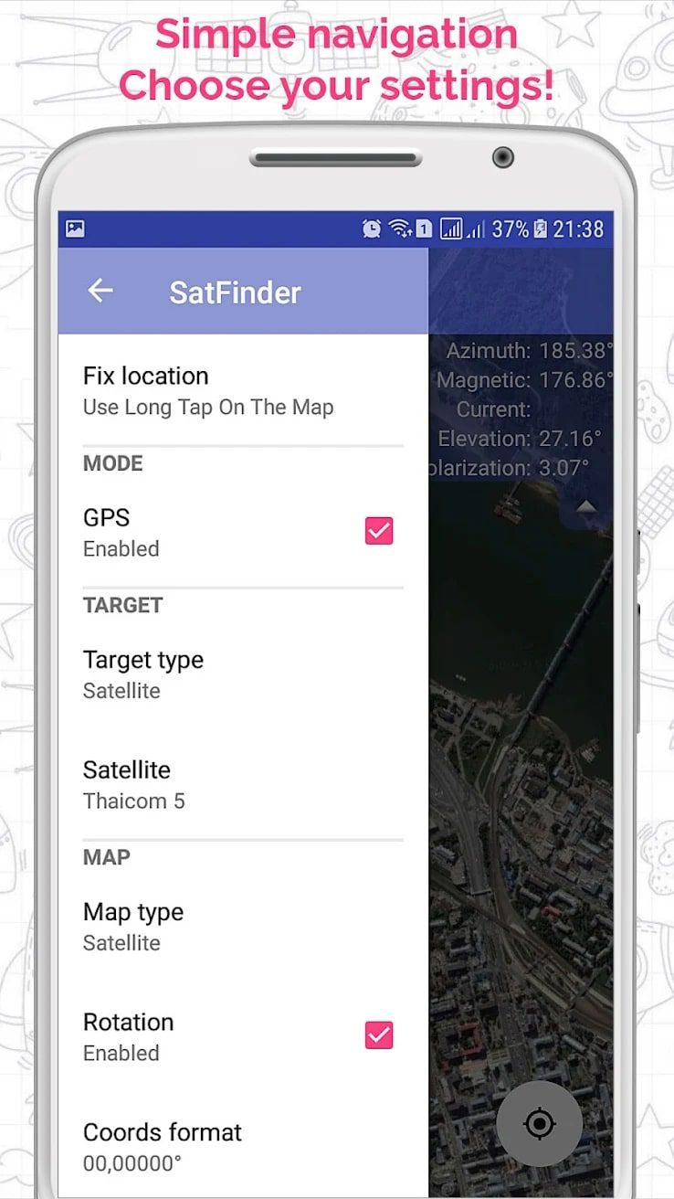 Satfinder screen 1