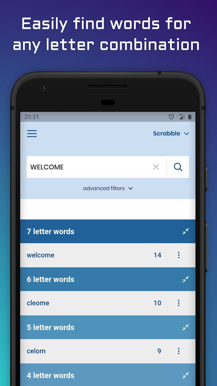 WordFinder screen 1